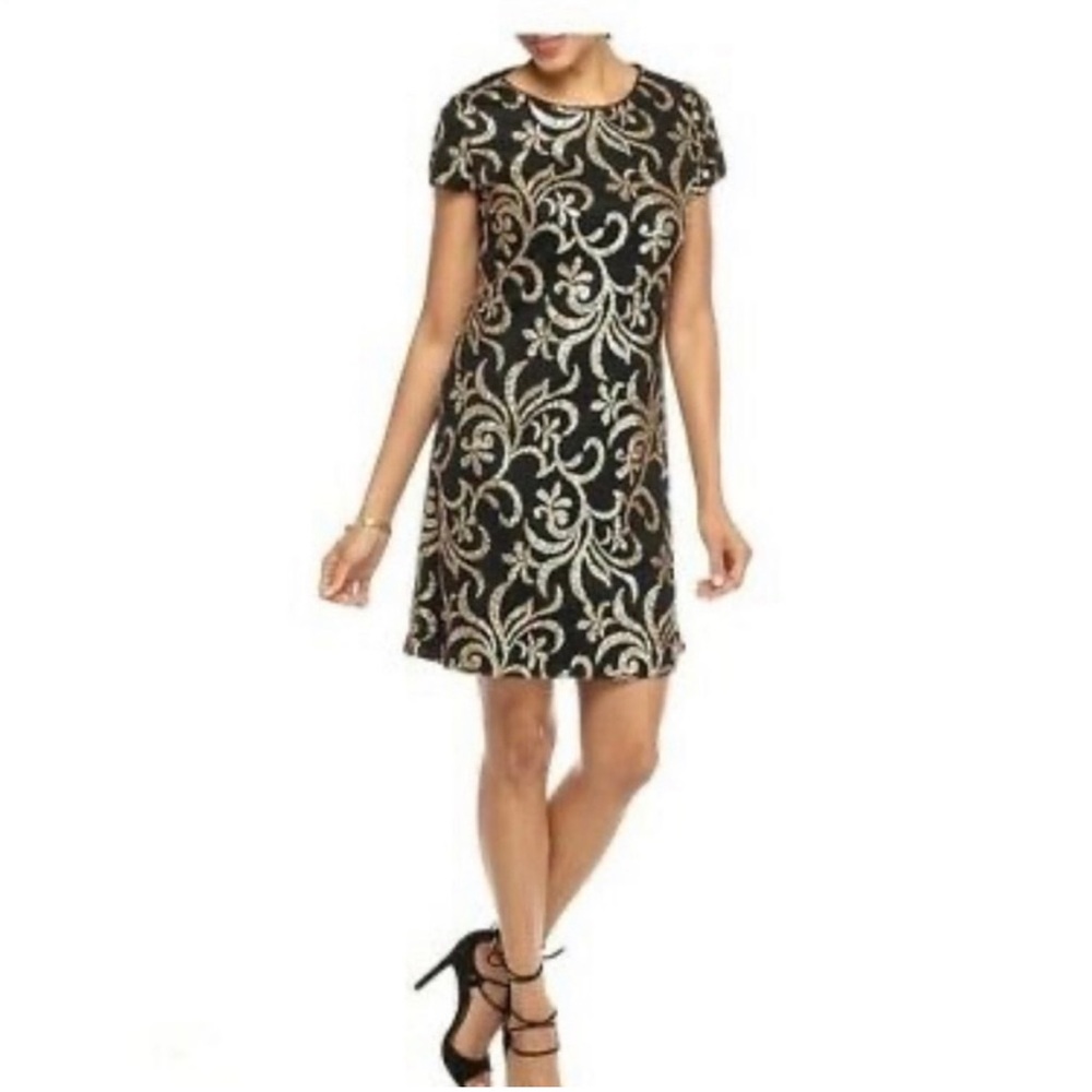 Jessica Simpson size 12 black and gold shift dress 🖤⭐️ EUC